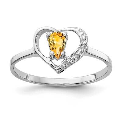 5x3mm Pear Citrine Diamond Ring 14k white Gold X9729CI/A, MPN: X9729CI/A, 883957642727