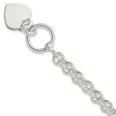8.75 Inch Heart Disc on Fancy Link Toggle Bracelet Engravable Sterling Silver QG1156-8.75, MPN: QG1…