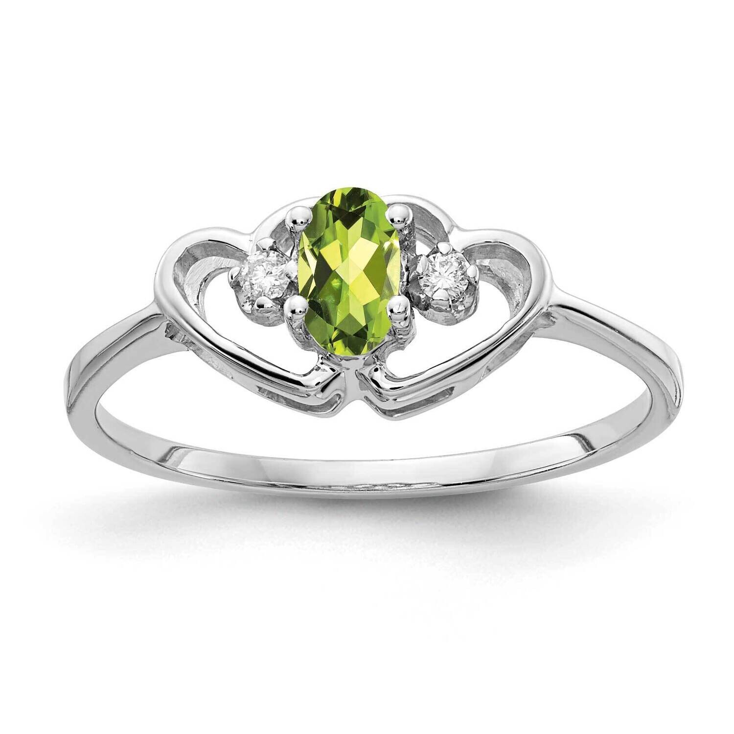 Peridot Diamond Ring 14k white Gold 5x3mm Oval X9719PE/A, MPN: X9719PE/A, 883957641072