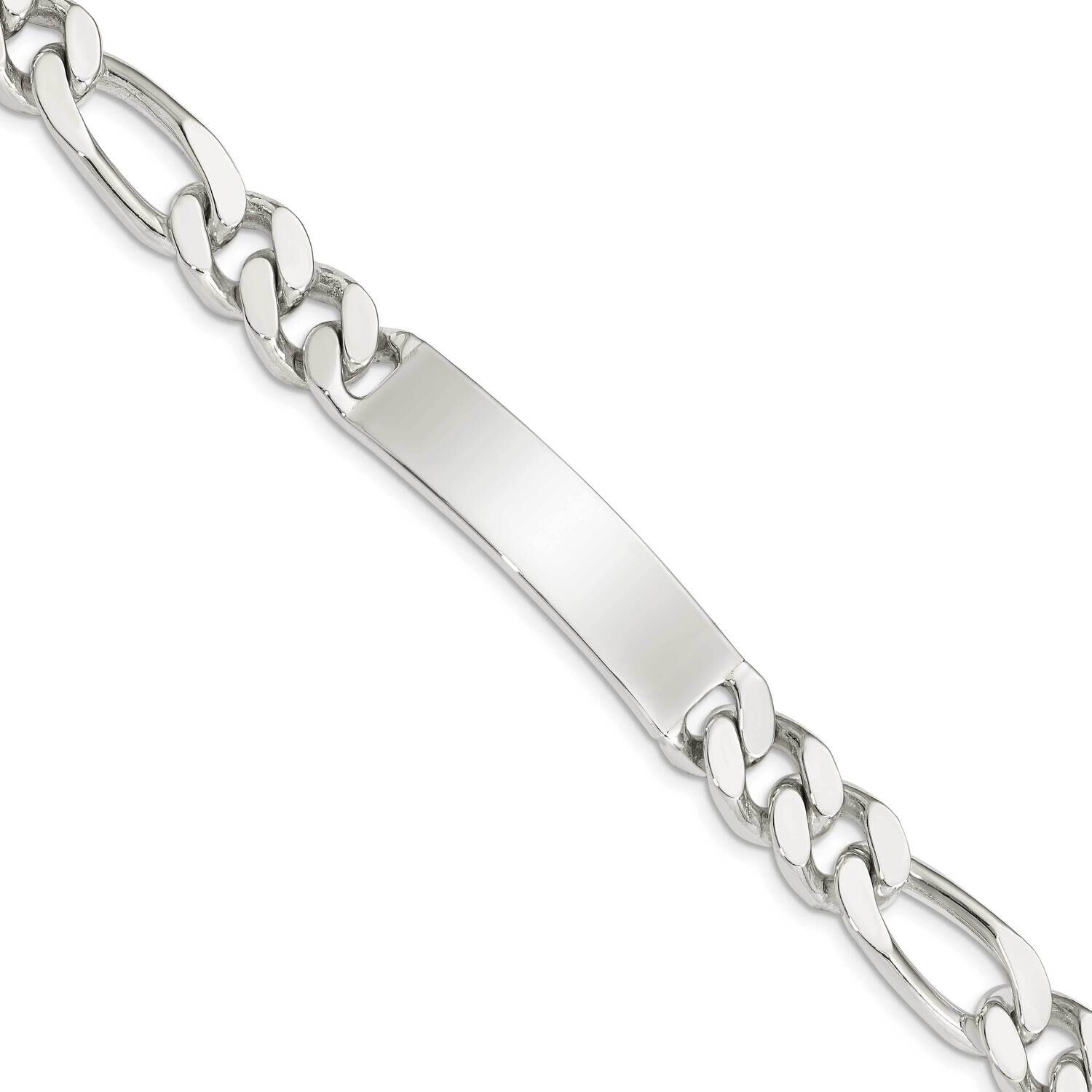 8.5 Inch Engravable Figaro Link ID Bracelet Sterling Silver Polished QID110-8.5