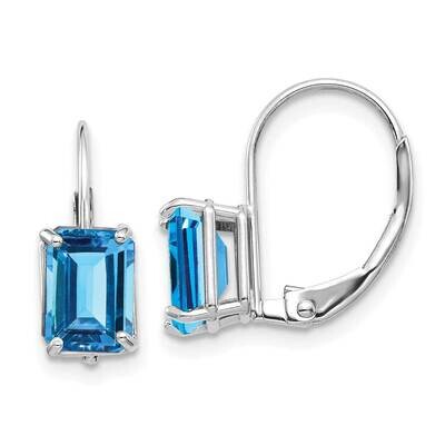 7x5mm Emerald Cut Blue Topaz Earrings 14k White Gold XLB124WBT, MPN: XLB124WBT, 883957225784