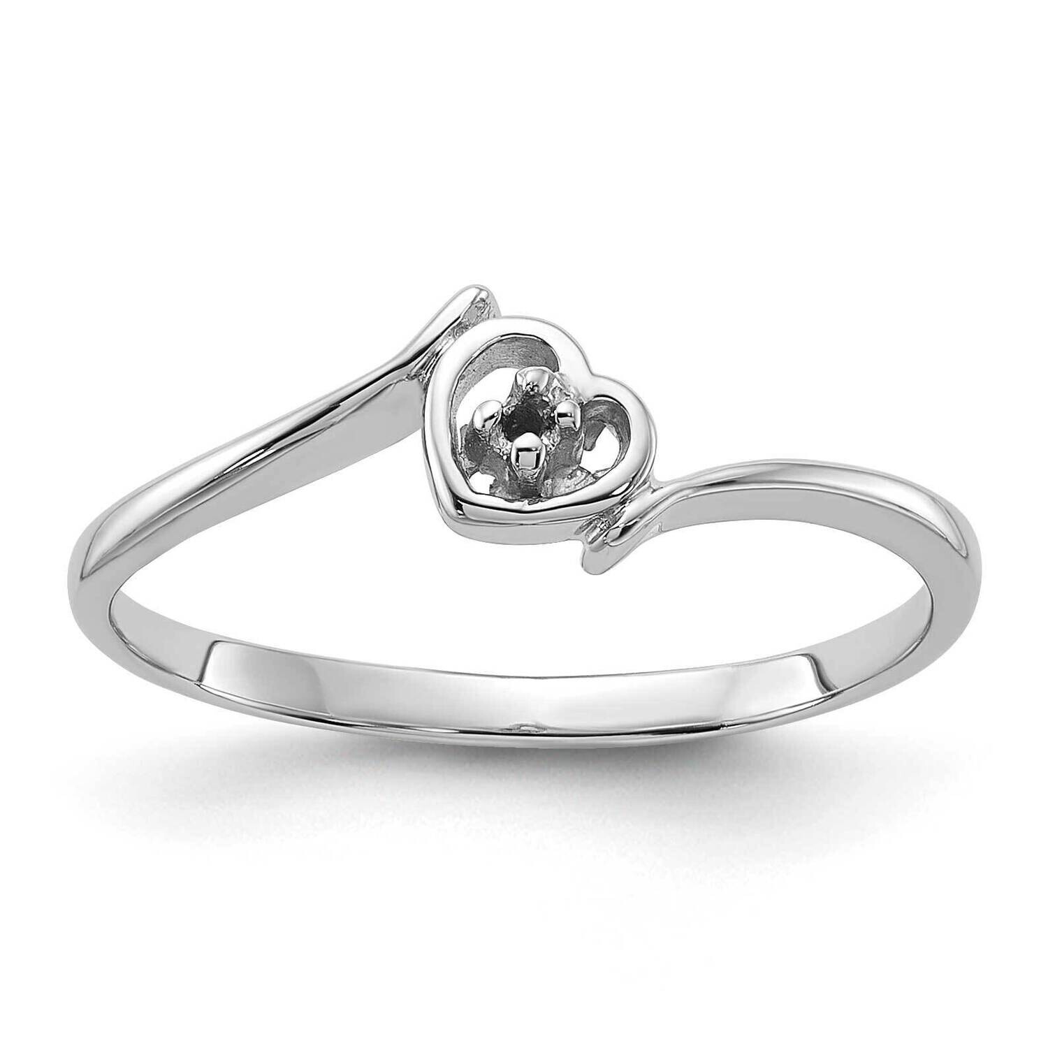 Polished .01ct. Diamond Heart Ring Mounting 14k White Gold Y1815, MPN: Y1815,