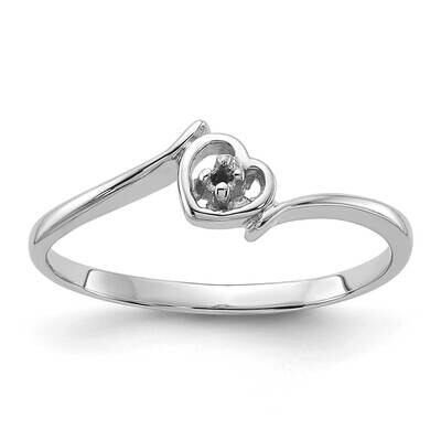 Polished .01ct. Diamond Heart Ring Mounting 14k White Gold Y1815, MPN: Y1815,