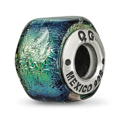 Yellow Dichroic Glass Bead - Sterling Silver QRS1481, MPN: QRS1481, 883957305974