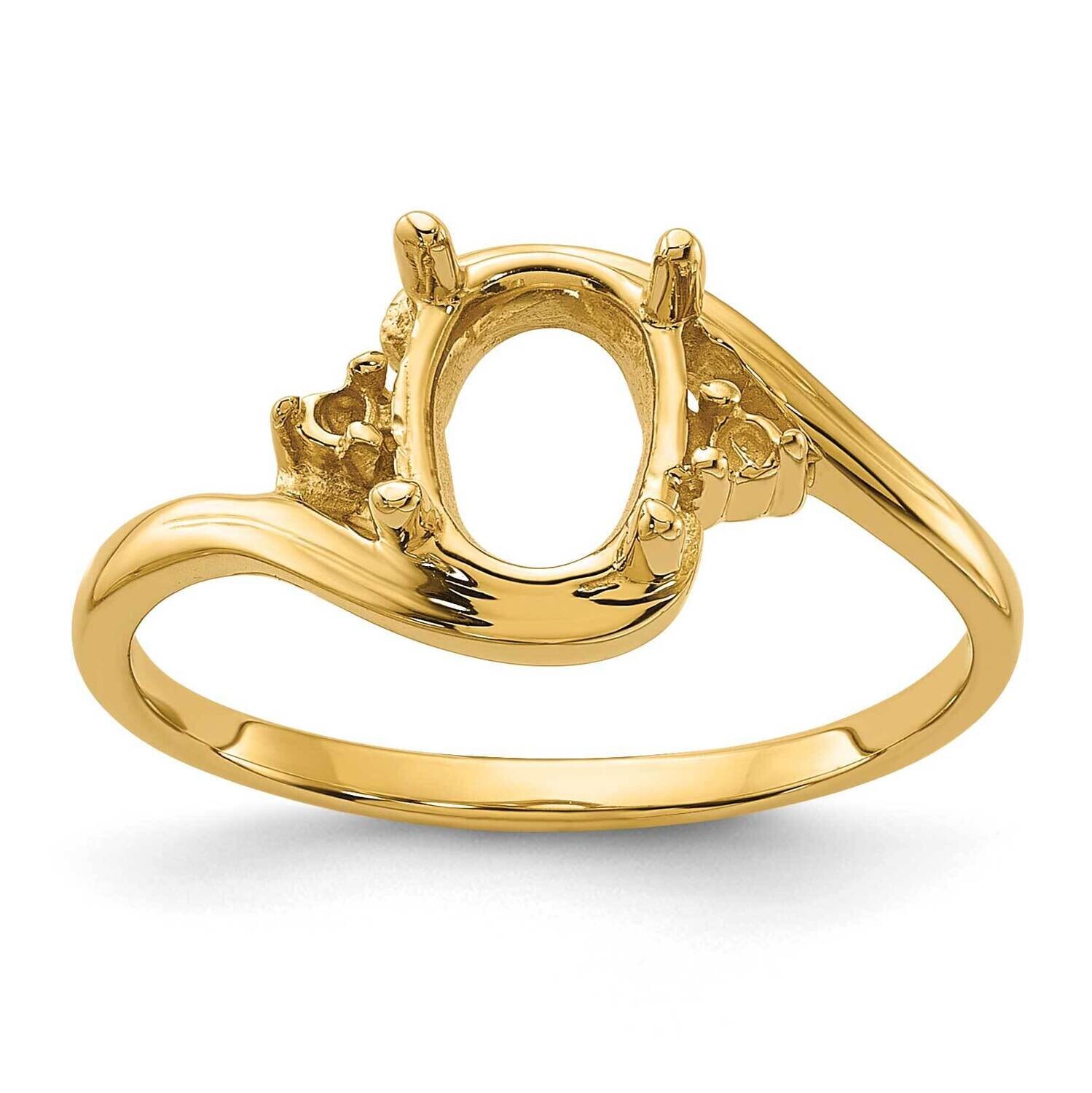 0.04ct. Diamond & 8x6 Oval Gemstone Ring Mounting 14k Gold Polished Y2245