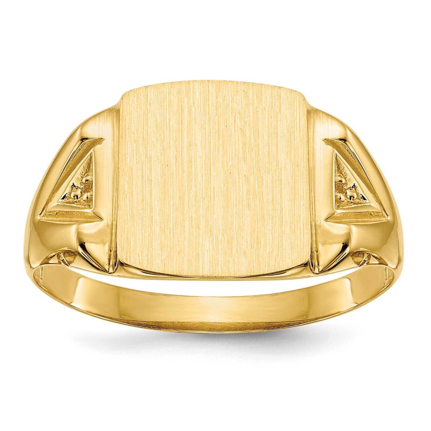 Squared Top Hollow Back 12.6x11 Signet Ring Mounting 14k Gold Polished RS396, MPN: RS396,