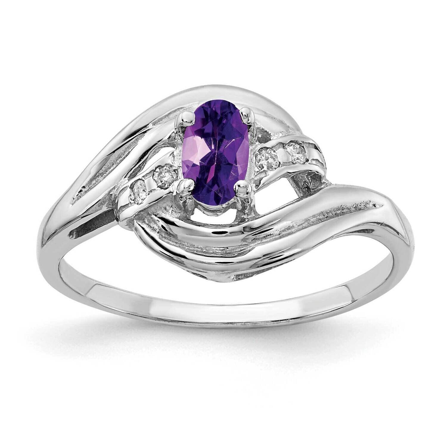 Amethyst Diamond Ring 14k white Gold 5x3mm Oval X9723AM/A, MPN: X9723AM/A, 883957639895