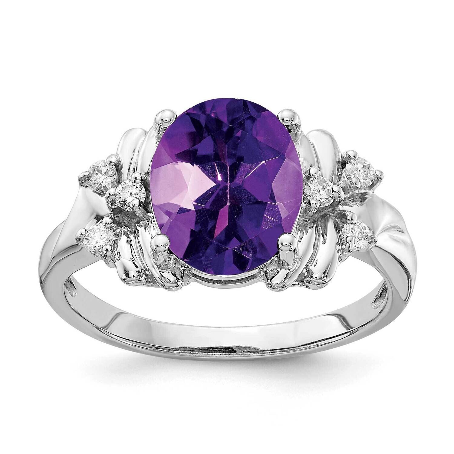 10x8mm Oval Amethyst Diamond Ring 14k white Gold Y2240AM/A, MPN: Y2240AM/A, 883957618005