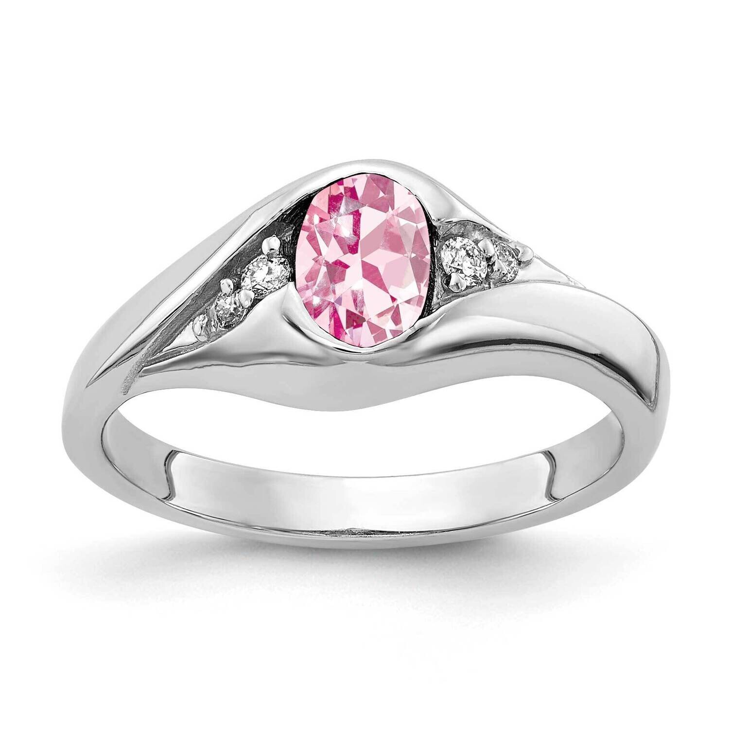 Pink Tourmaline Diamond Ring 14k white Gold 6x4mm Oval Y2107PT/A