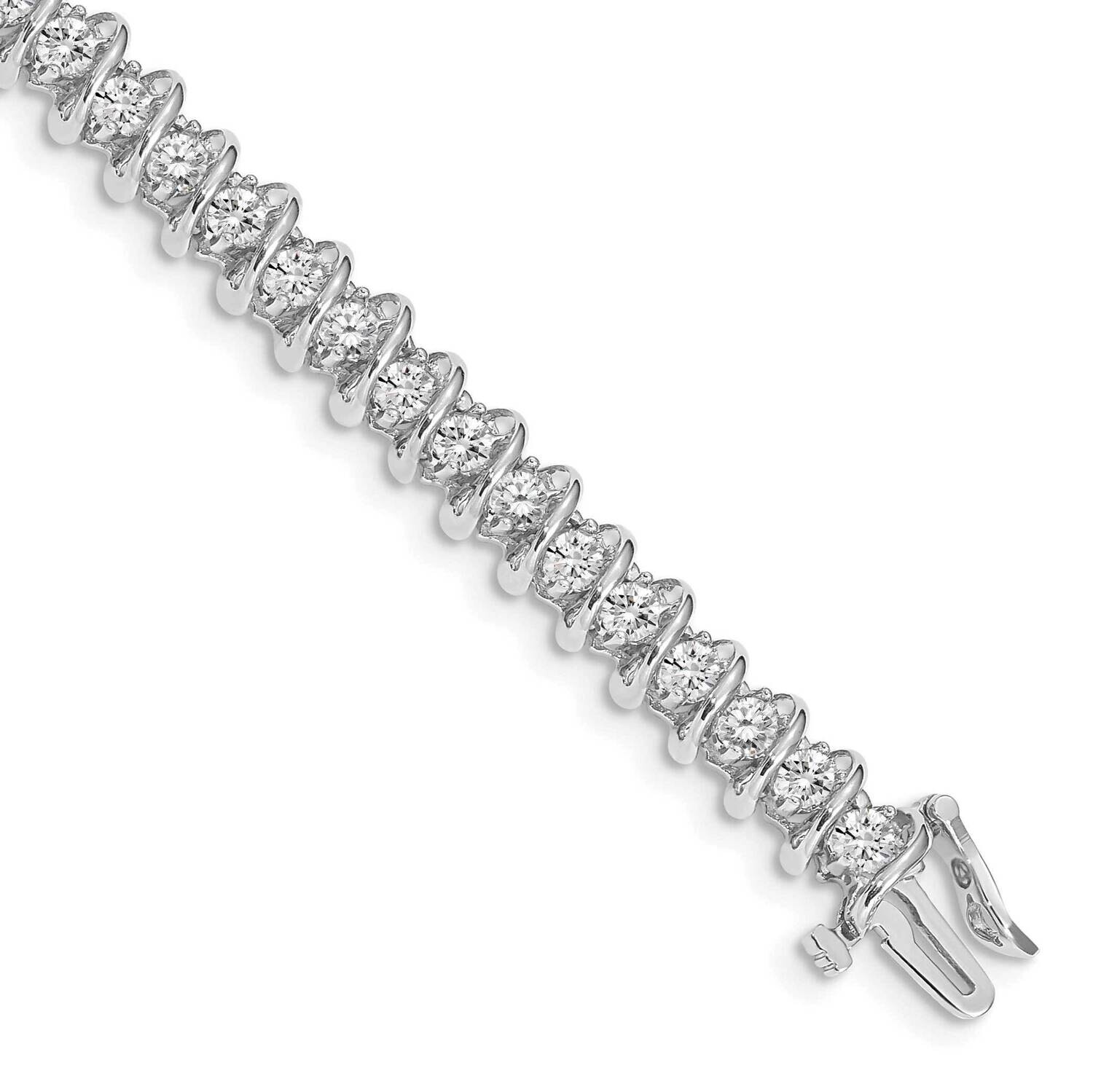 Holds 40 2.9mm Stones 4ct Swirled Tennis Bracelet Mounting 14k White Gold X2005W, MPN: X2005W,