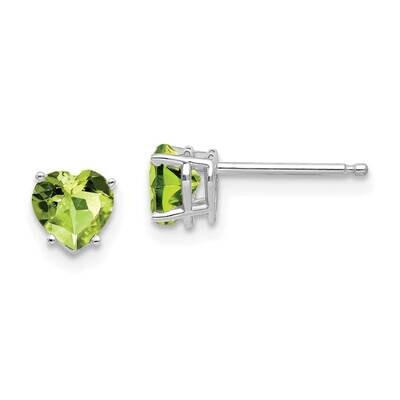 5mm Heart Peridot Earrings 14k White Gold XE97WPE, MPN: XE97WPE, 883957110691