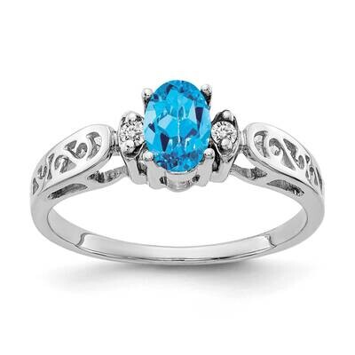 Blue Topaz Diamond Ring 14k white Gold 6x4mm Oval X9735BT/A, MPN: X9735BT/A, 883957644141