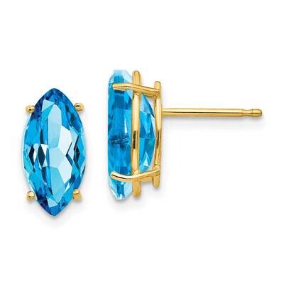 12x6mm Marquise Blue Topaz earring 14k Gold XE106BT, MPN: XE106BT, 883957090504