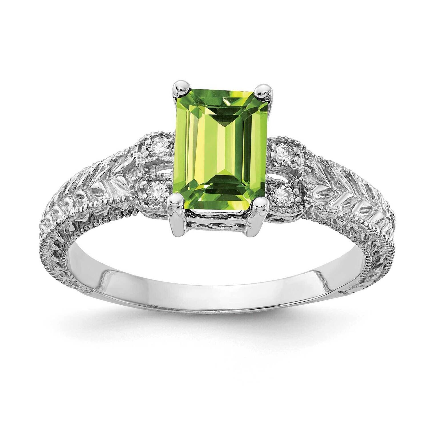 Peridot Diamond Ring 14k white Gold 7x5mm Emerald Cut Y2266PE/A, MPN: Y2266PE/A, 883957621500