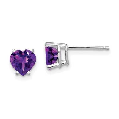 6mm Heart Amethyst Earrings 14k White Gold XE98WAM, MPN: XE98WAM, 883957110837