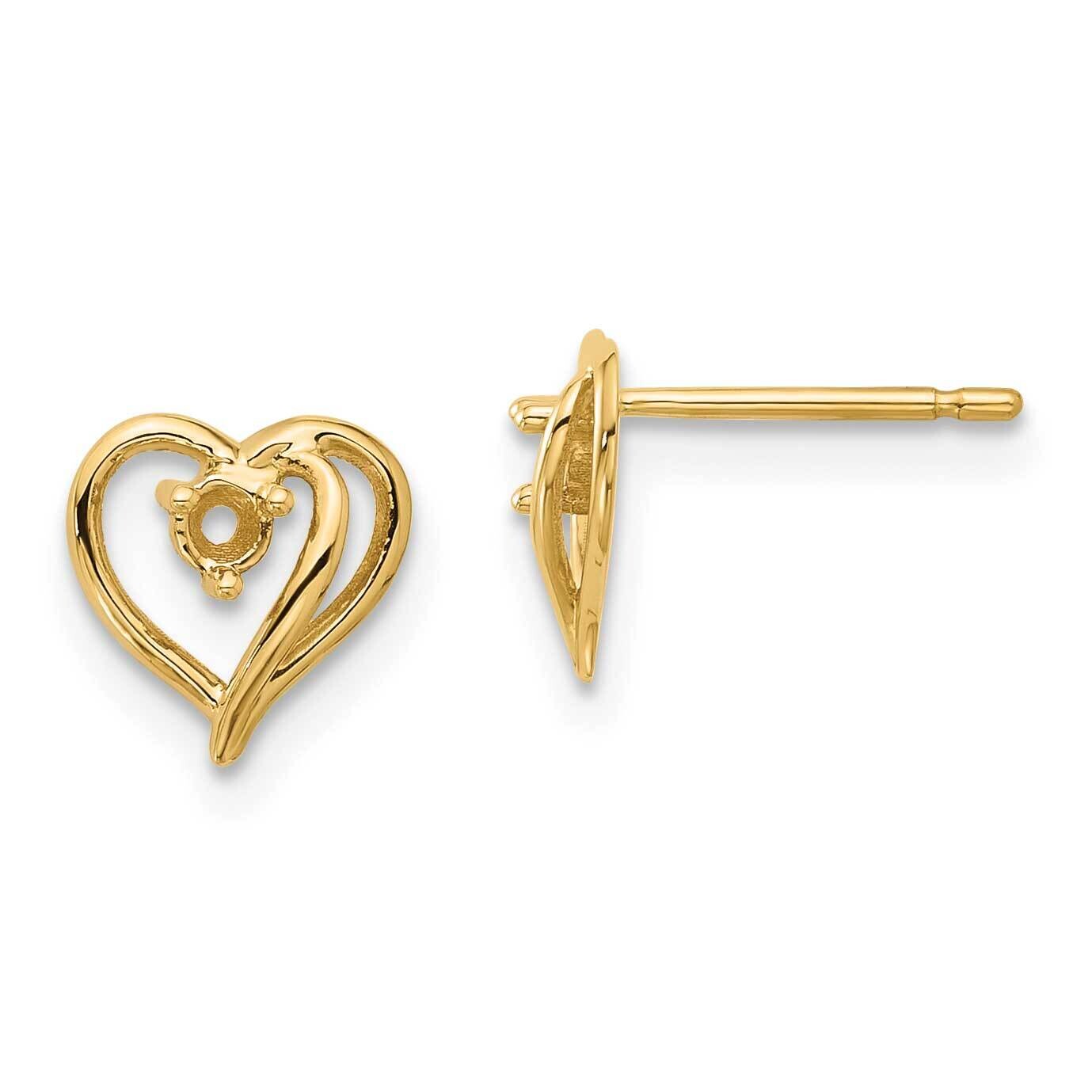 Fancy Diamond Heart Earring Mountings 14k Gold XE40, MPN: XE40,