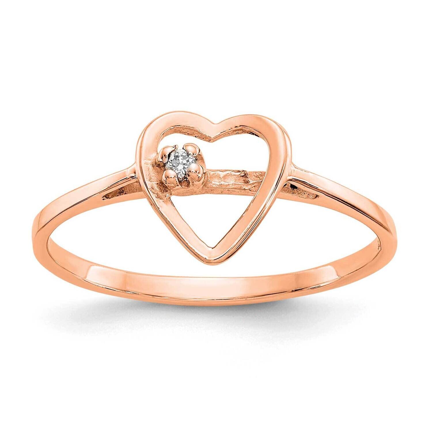 Polished Diamond Heart Ring 14k Rose Gold Y1779AA, MPN: Y1779AA, 191101547065