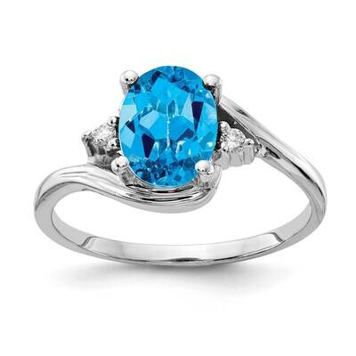 8x6mm Oval Blue Topaz Diamond Ring 14k White Gold Y2246BT_AA, MPN: Y2246BT_AA, 883957625539