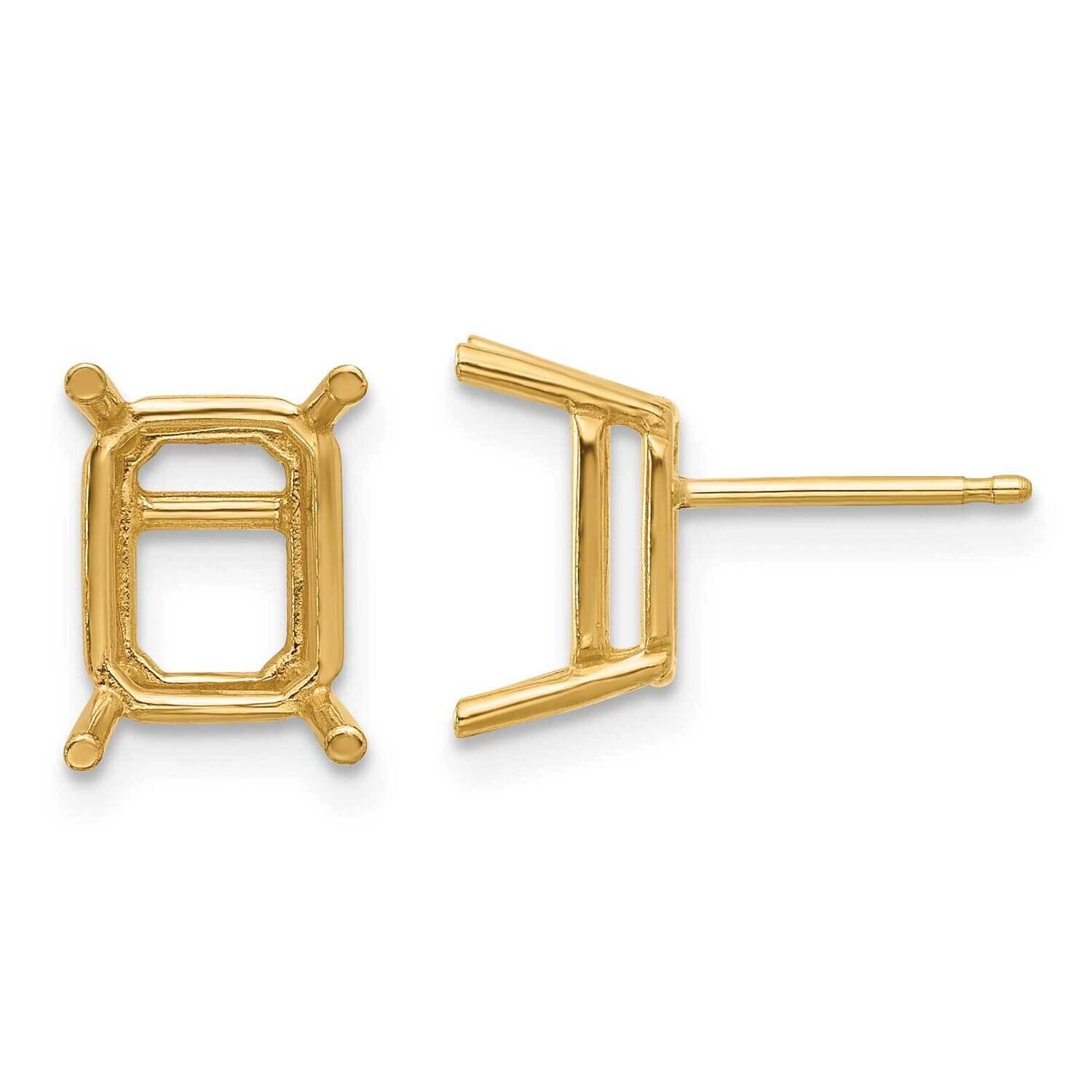 9x7 Emerald Earring Mountings 14k Gold XE68, MPN: XE68, 191101835094
