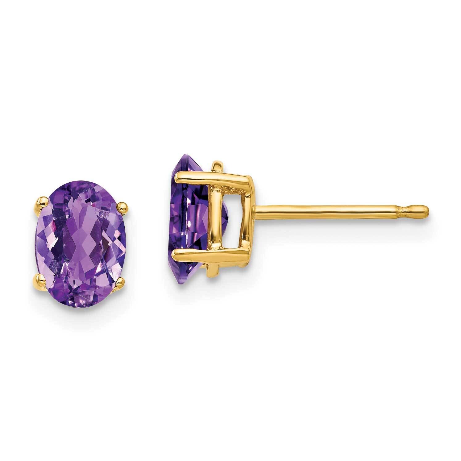 7x5mm Oval Amethyst Earrings 14k Gold XE87AM, MPN: XE87AM, 883957339924