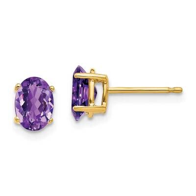 7x5mm Oval Amethyst Earrings 14k Gold XE87AM, MPN: XE87AM, 883957339924