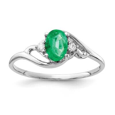 6x4mm Oval Emerald Diamond Ring 14k White Gold Y2149E_AA, MPN: Y2149E_AA, 883957423937