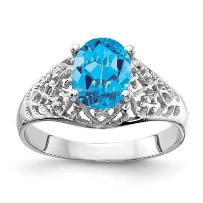 8x6mm Oval Blue Topaz ring 14k White Gold Y4697BT, MPN: Y4697BT, 883957592602