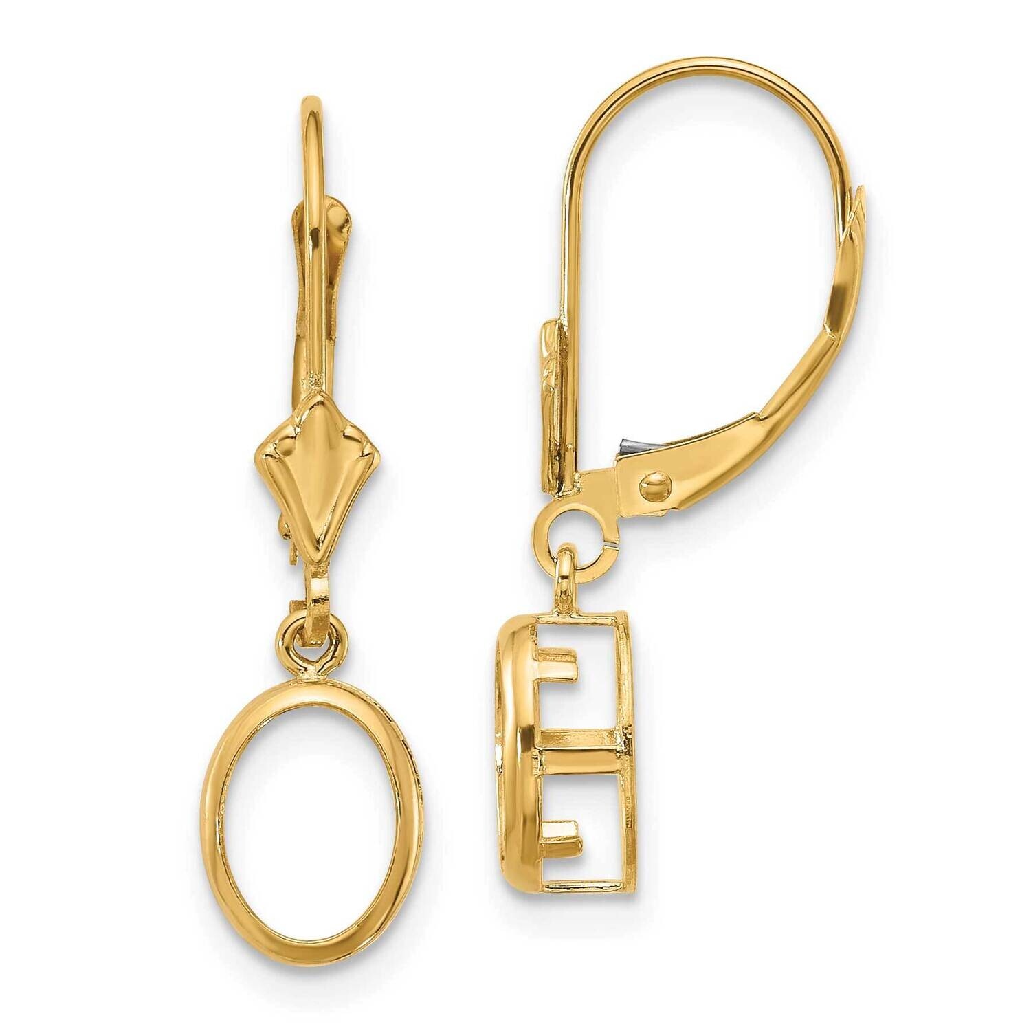 8x6 Oval Leverback Earring Mounting 14k Gold XLB107, MPN: XLB107, 191101835858
