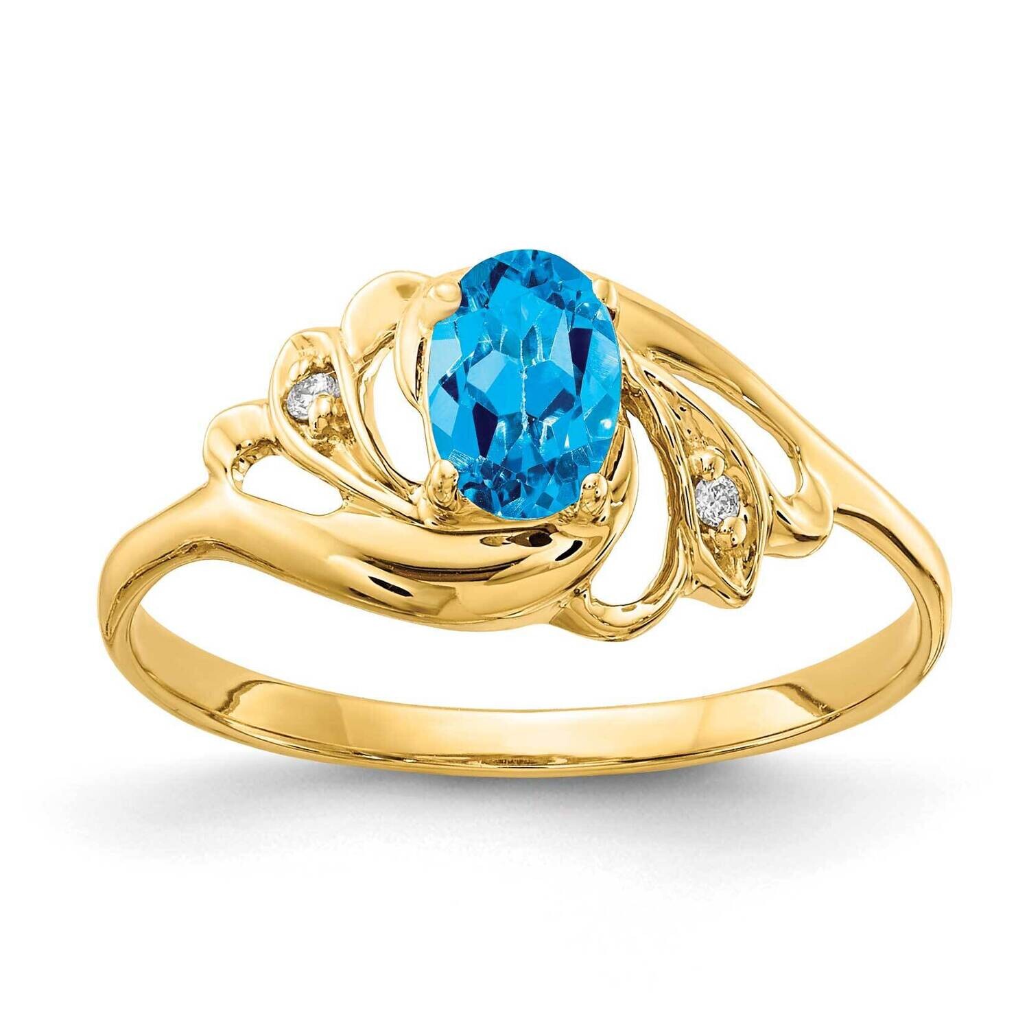 Blue Topaz Diamond Ring 14k Gold 6x4mm Oval X9716BT/A, MPN: X9716BT/A, 883957633688