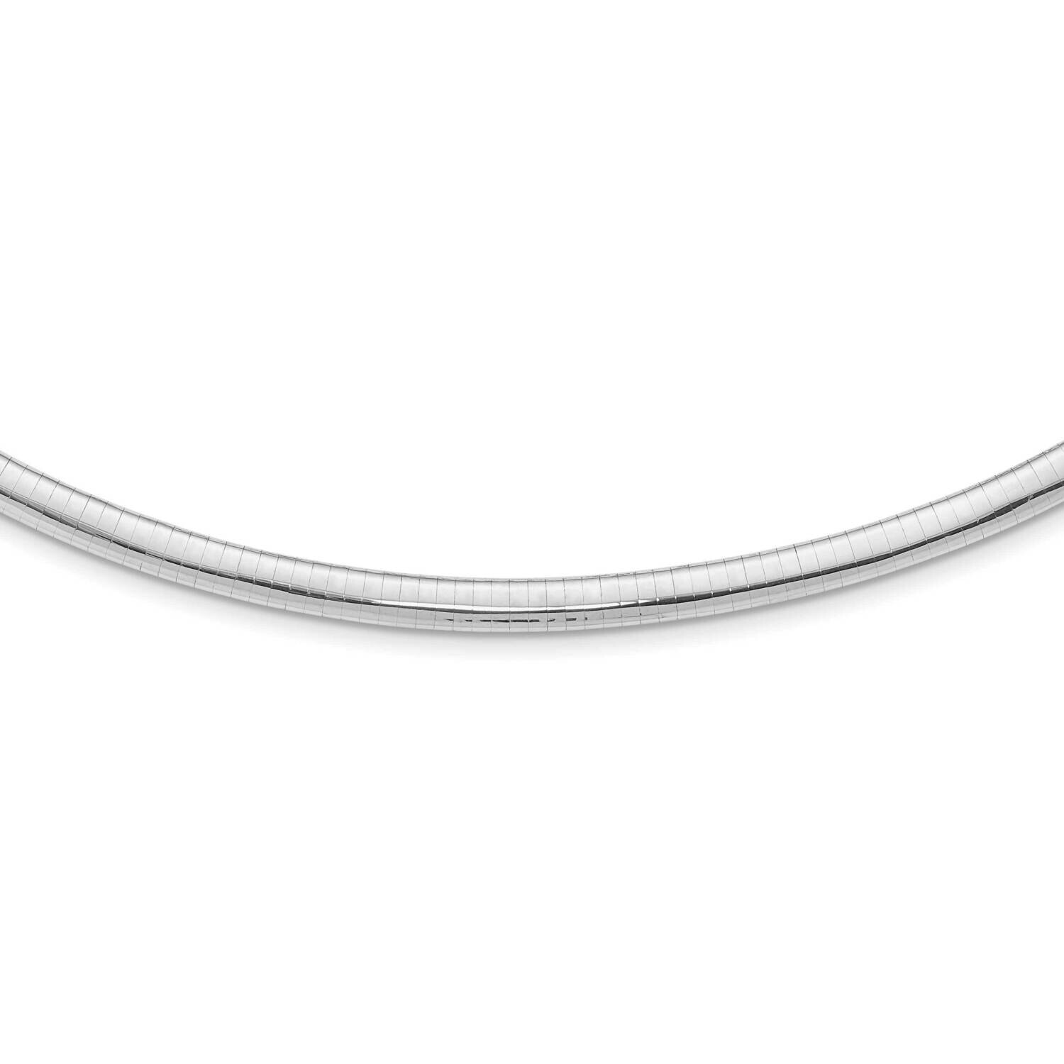 6mm Domed Omega Necklace 18 Inch 14k White Gold OW6-18
