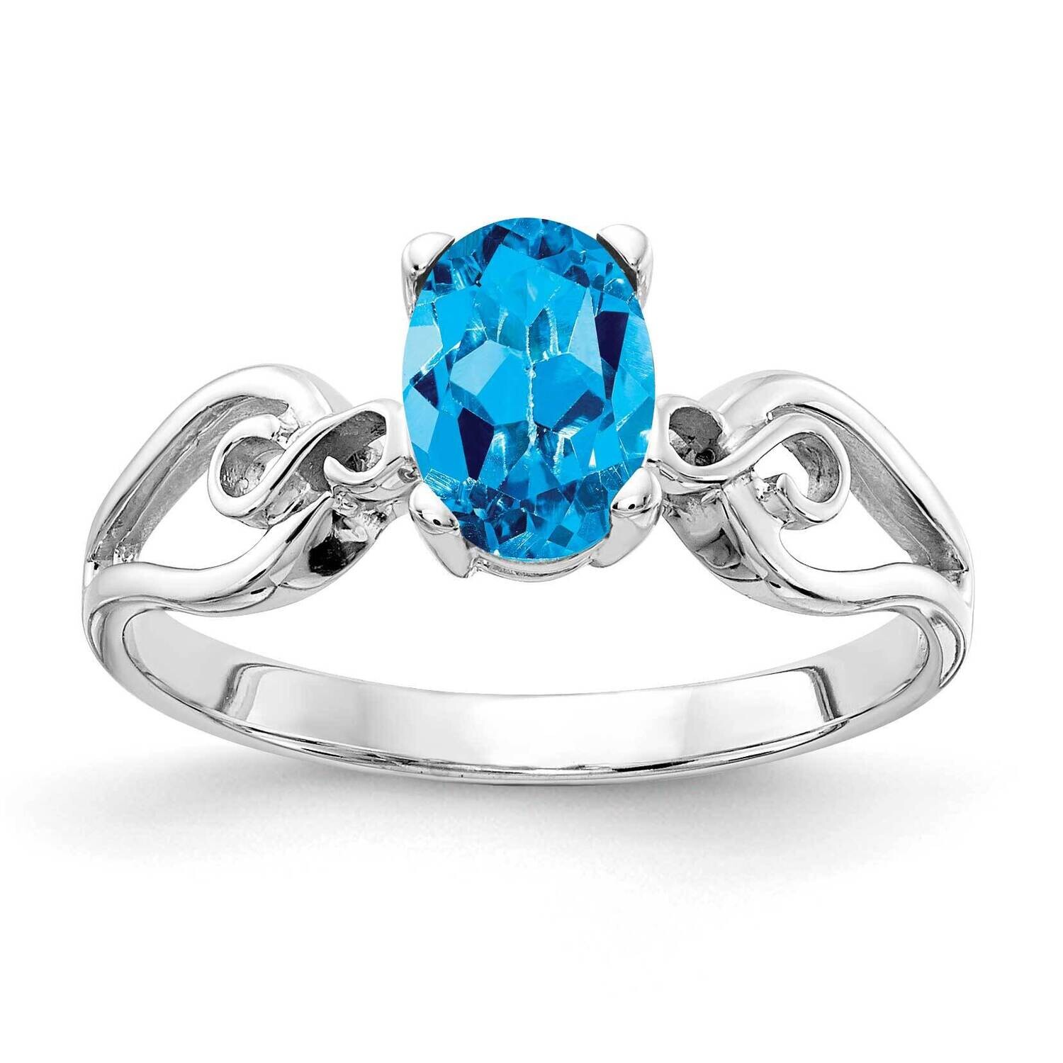 Blue Topaz Ring 14k white Gold 8x6mm Oval Y2236BT, MPN: Y2236BT, 883957625522