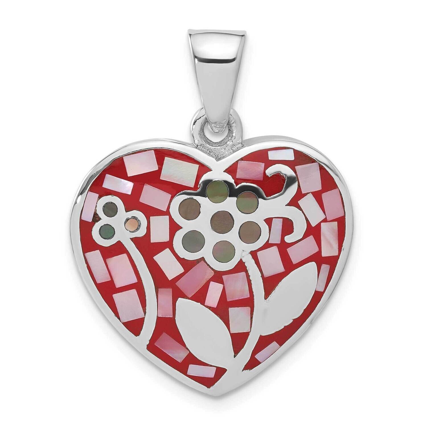 Heart with Multicolored Stone Pendant Sterling Silver QP570