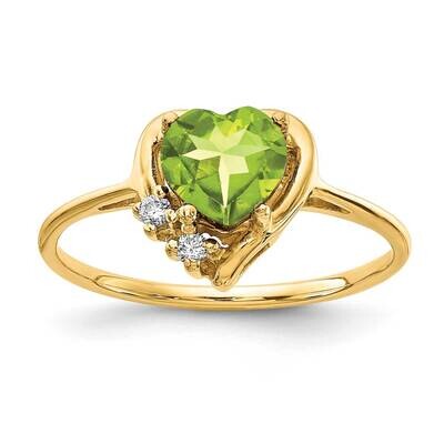 6mm Heart Peridot Diamond Ring 14k Gold Y2233PE_AA, MPN: Y2233PE_AA, 883957538303