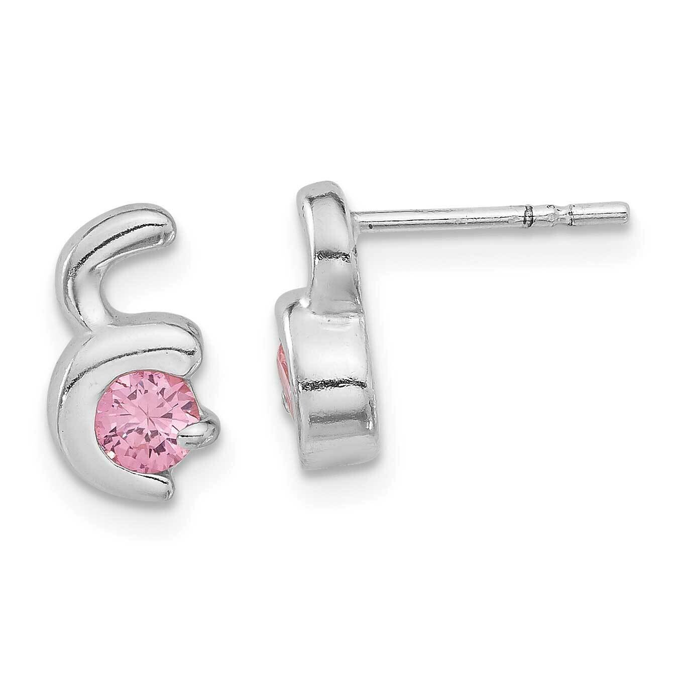 Pink CZ Post Earrings Sterling Silver QE1762