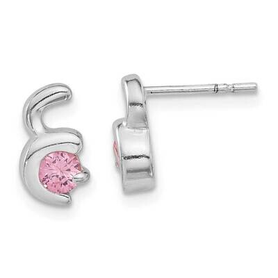 Pink CZ Post Earrings Sterling Silver QE1762