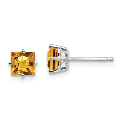 5mm Princess Cut Citrine Earrings 14k White Gold XE61WCI, MPN: XE61WCI, 883957094137