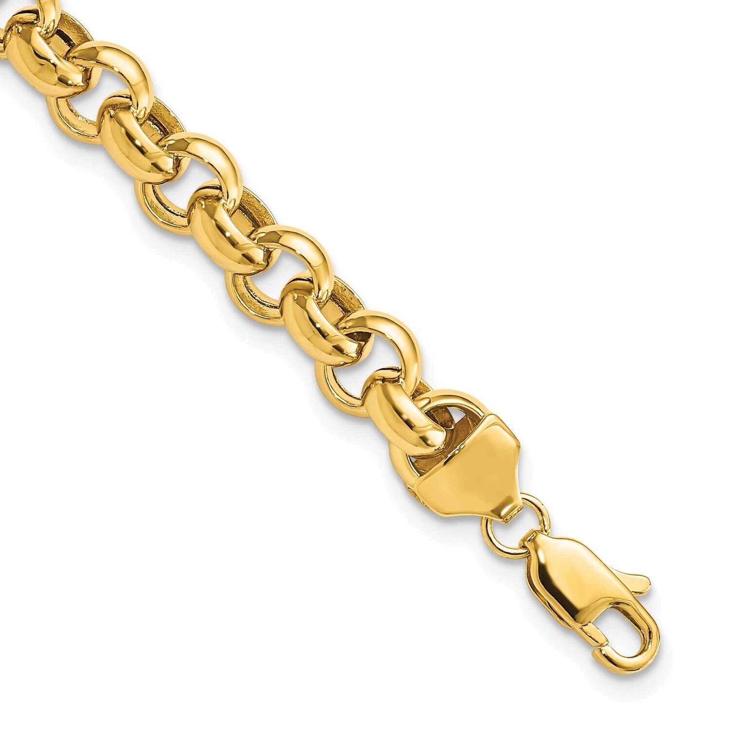 7mm Polished Fancy Rolo Link Bracelet 8.5 Inch 14k Gold SF419-8.5