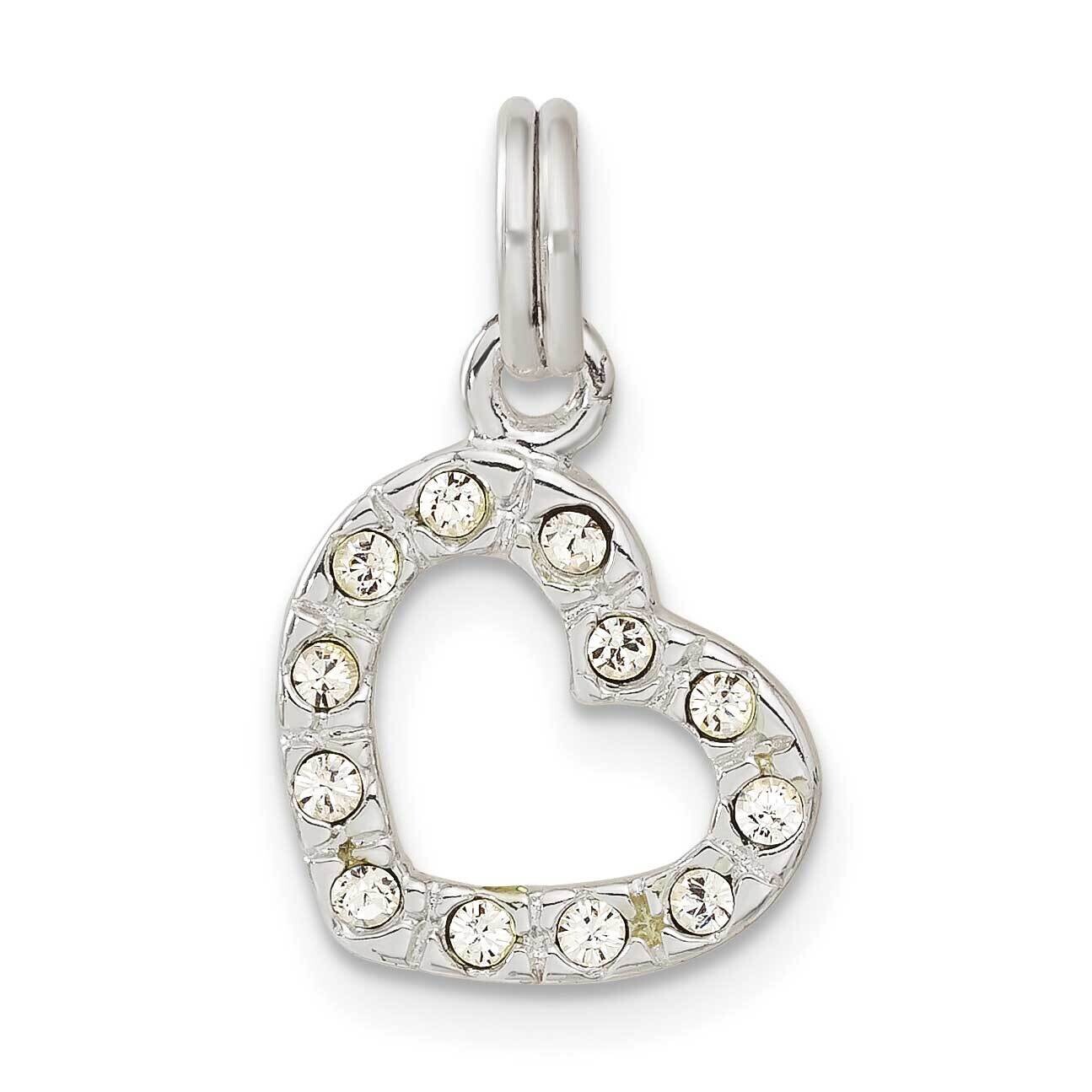 Green CZ Heart Charm Sterling Silver QC4543