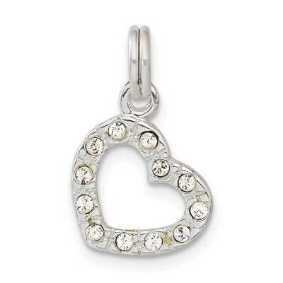Green CZ Heart Charm Sterling Silver QC4543