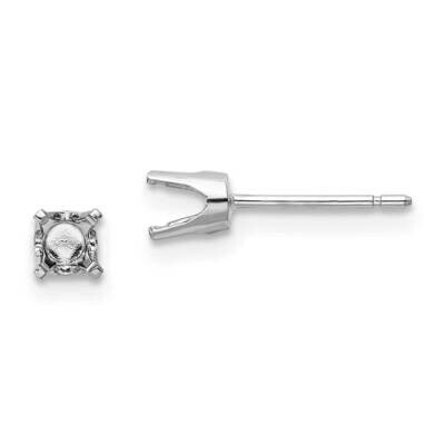 3.75mm Round Stud Earring Mounting with backs 14k White Gold XD6W, MPN: XD6W,