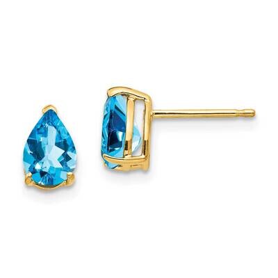 7x5mm Pear Blue Topaz Earrings 14k Gold XE80BT, MPN: XE80BT, 883957341590