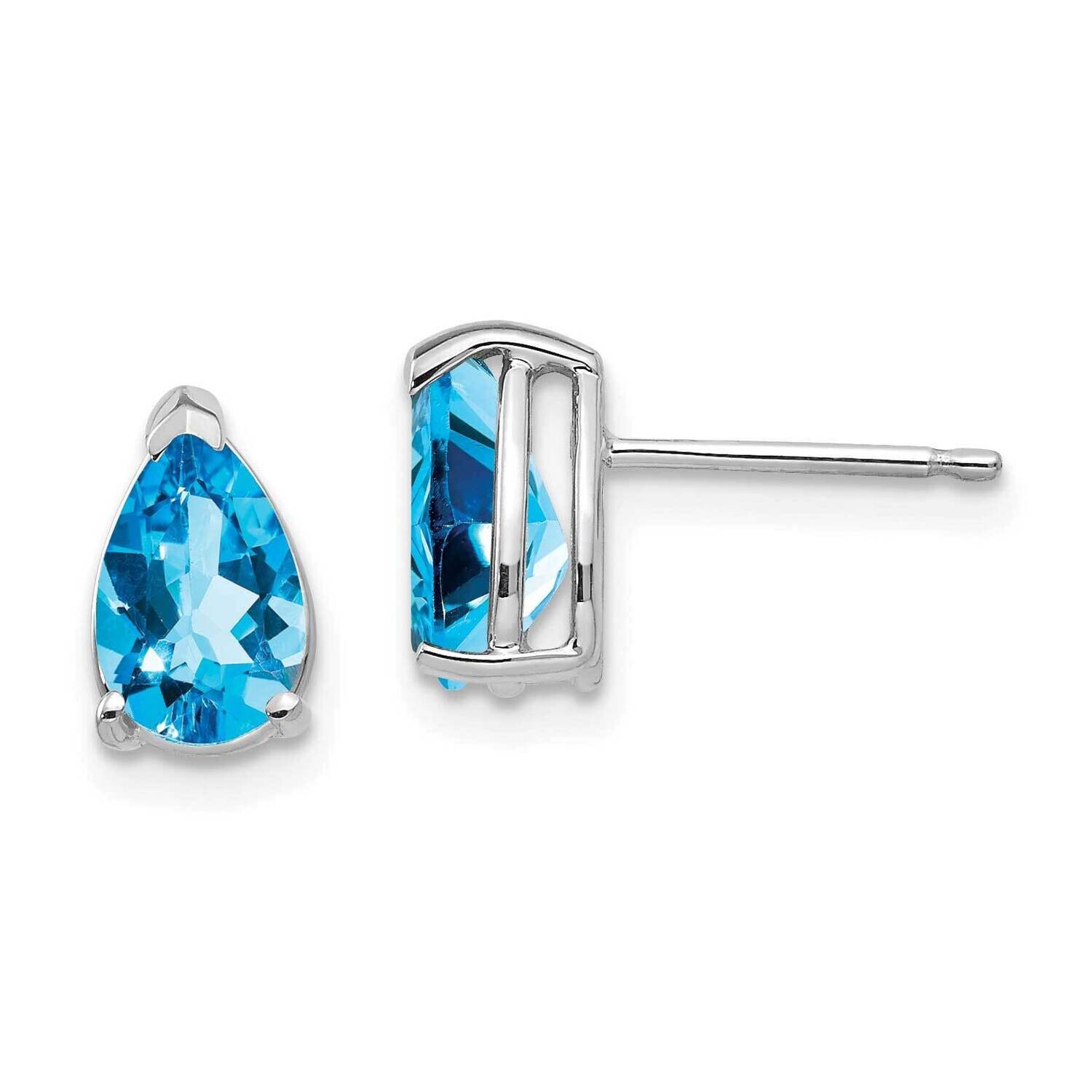 8x5mm Pear Blue Topaz Earrings 14k White Gold XE81WBT, MPN: XE81WBT, 883957103662
