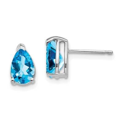 8x5mm Pear Blue Topaz Earrings 14k White Gold XE81WBT, MPN: XE81WBT, 883957103662