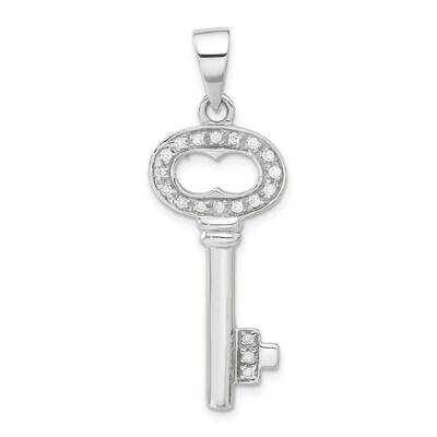 CZ Key Pendant Sterling Silver QC4538