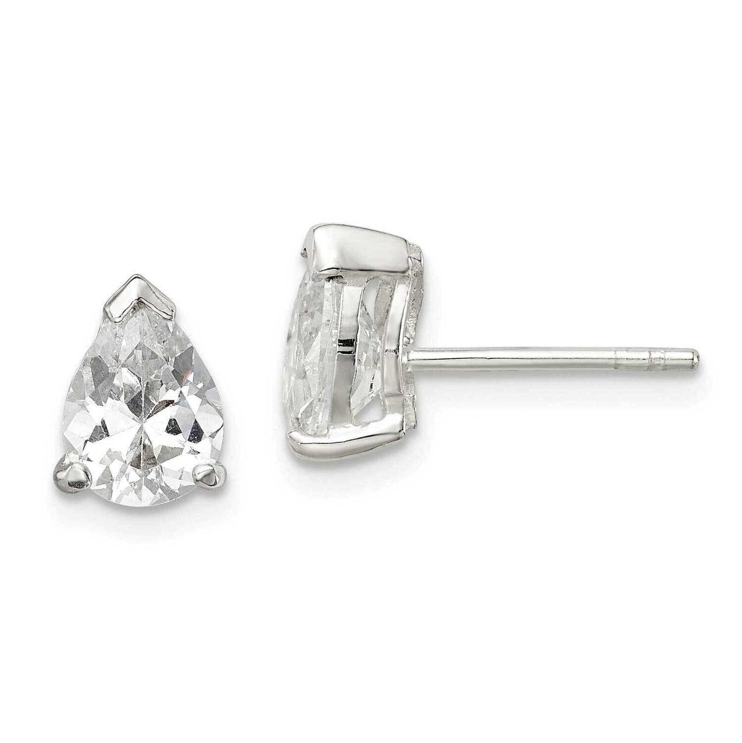 5x7mm Pear Diamond Stud Earrings Sterling Silver QE3167, MPN: QE3167, 883957925578