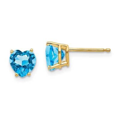 6mm Heart Blue Topaz Earrings 14k Gold XE98BT, MPN: XE98BT, 883957341057