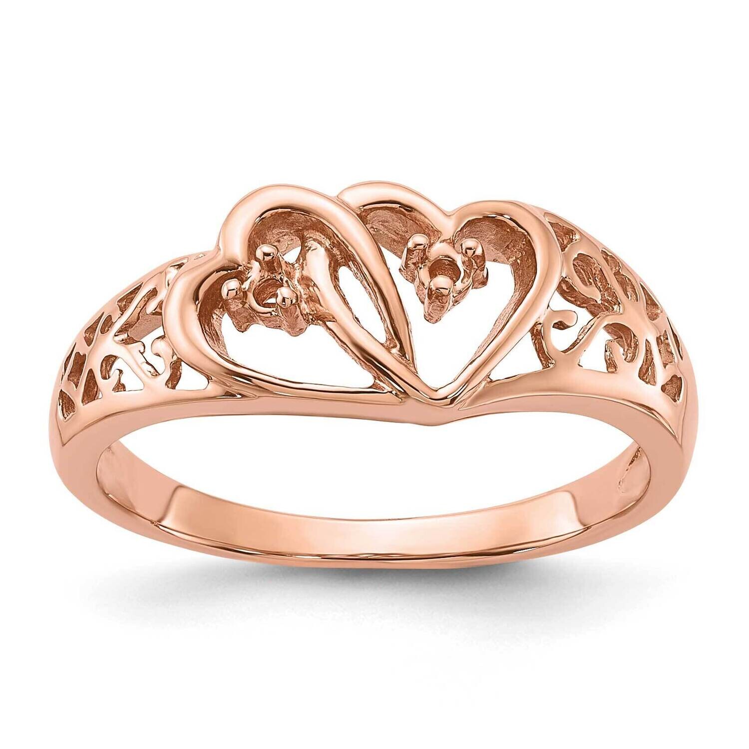 Polished .05ct. Diamond Heart Ring Mounting 14k Rose Gold Y1731, MPN: Y1731,