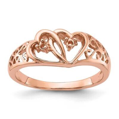 Polished .05ct. Diamond Heart Ring Mounting 14k Rose Gold Y1731, MPN: Y1731,