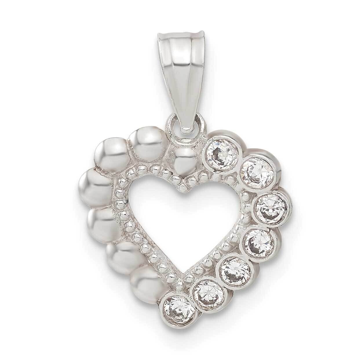 CZ Heart Charm Sterling Silver QC1214