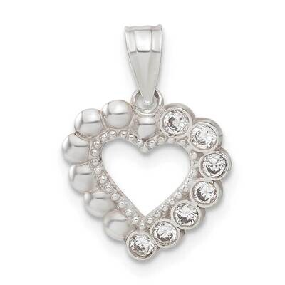 CZ Heart Charm Sterling Silver QC1214